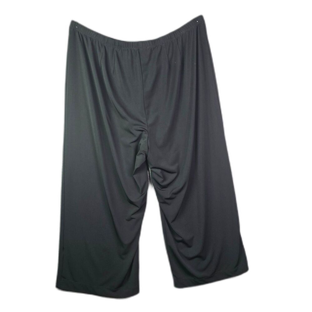 Karen Kane Wide Leg Capri Pants Black 3X Pull On Stretch Travel Knit - Picture 3 of 10